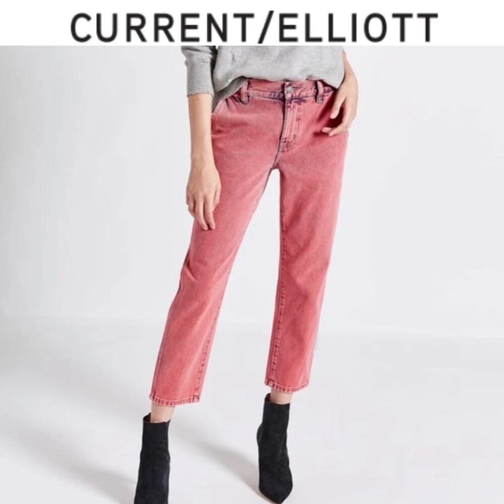 CURRENT/ELLIOTT The Confidant Crop Jeans 26 Acid Wash Pink Trouser NWT 80s Retro